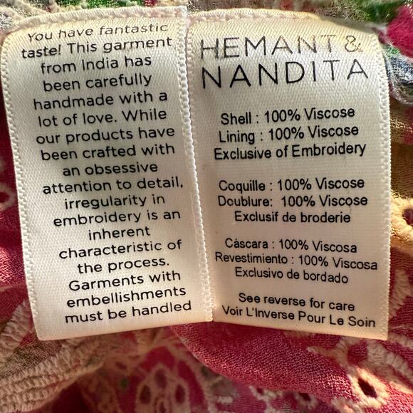 Hemant & Nandita Eyelet Lace Floral One Shoulder Mini Dress, Pink, Size Small - Picture 8 of 8